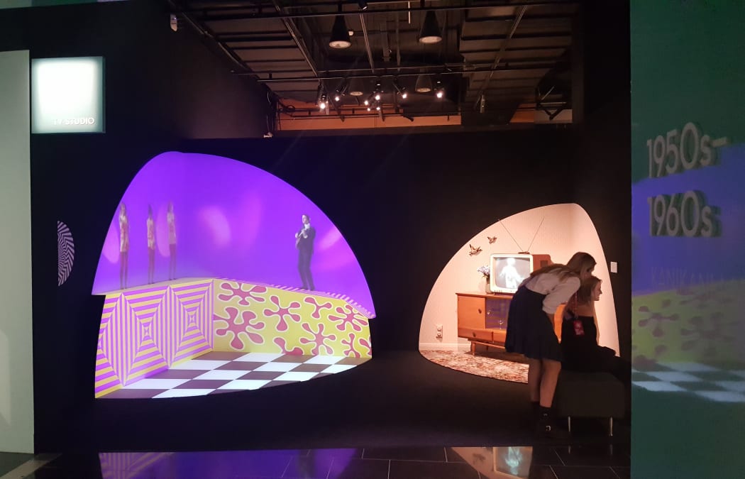 The entrance to the 19050s-1960s section a the Volume: Making Music in Aotearoa exhibition at Auckland Museum