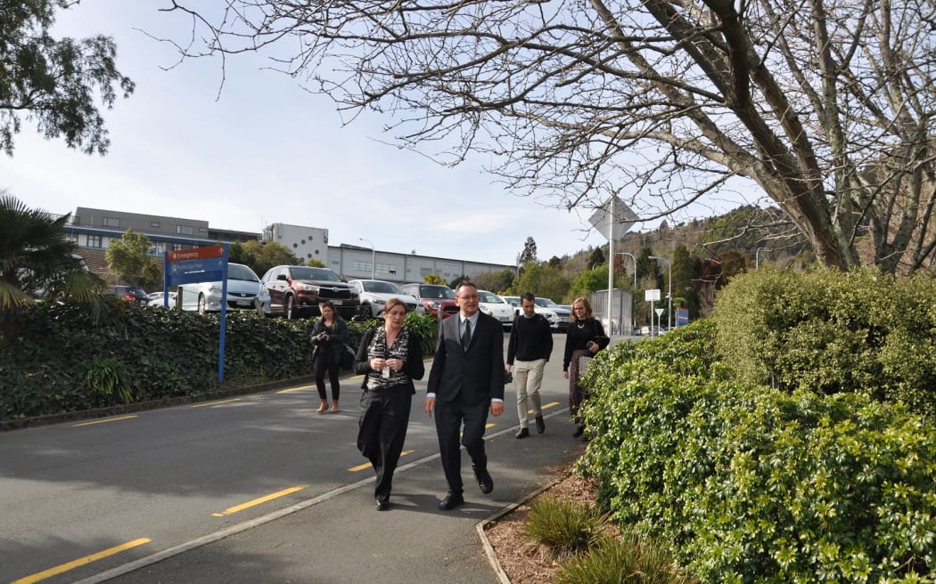 Health Minister Dr Shane Reti tours the Nelson Hospital grounds.