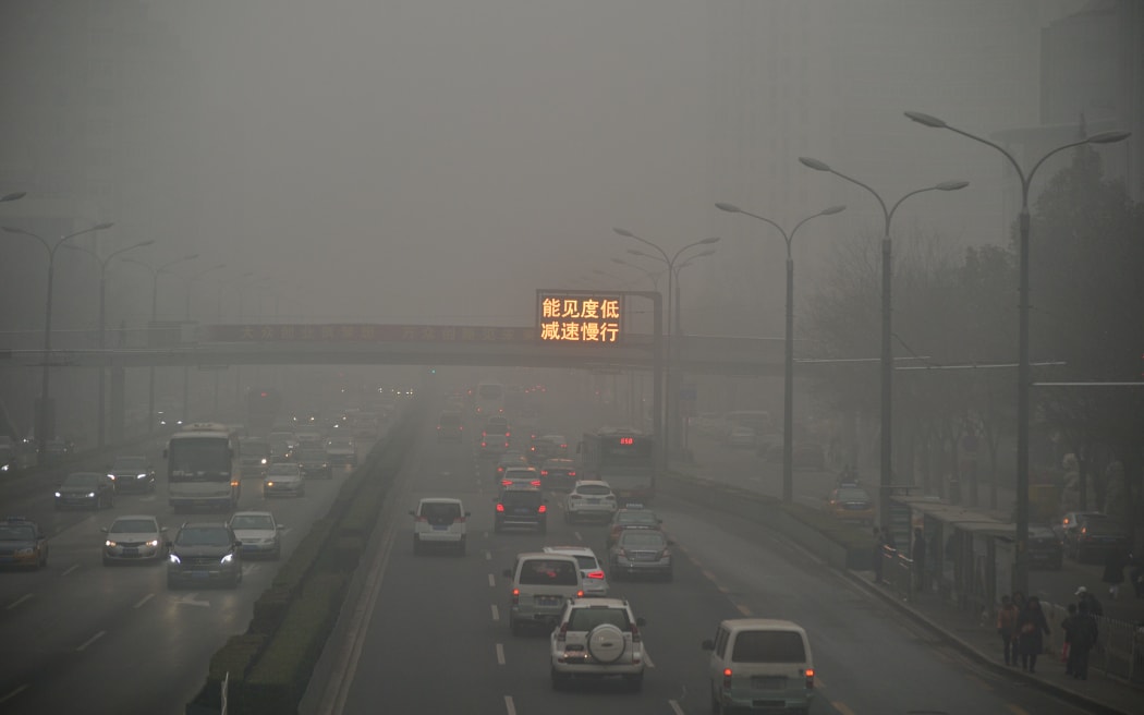 Heavy smog in Beijing on 1 December.
