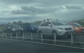 Traffic slows near Maramarua heading north to Auckland.