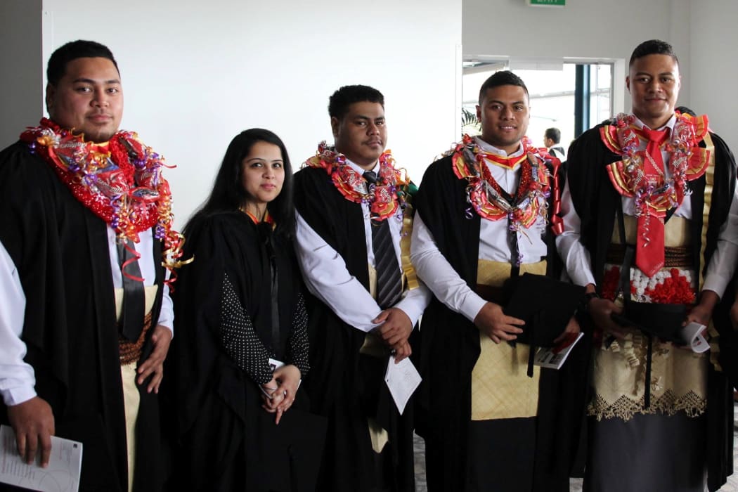 Tongan graduates from Auckland Institute of Studies. They have come through via the Tonga TIHE (Tonga Institute of Higher Education) pathway.