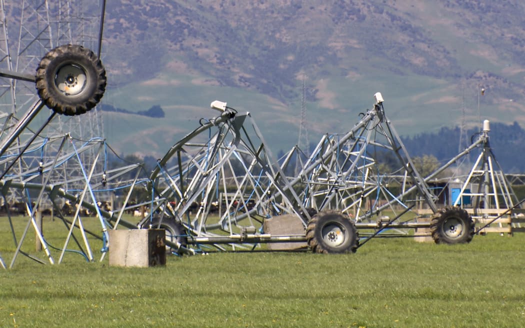 Giant pivot irrigators blown over on Friday 24 October, 2025