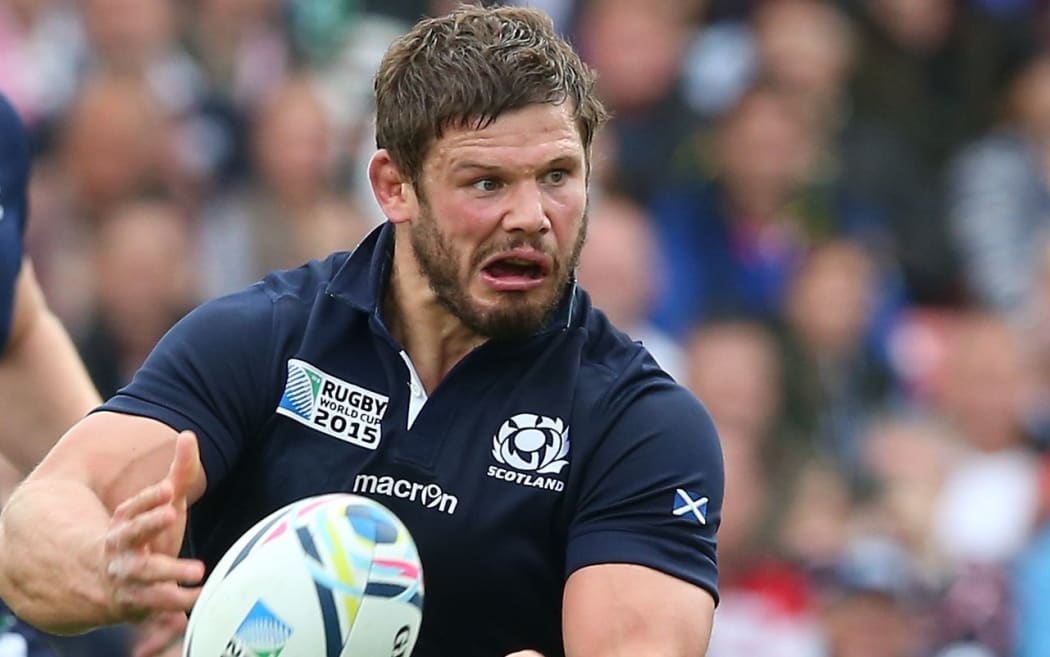 Scotland hooker Ross Ford breaks with the ball during the 2015 Rugby World Cup