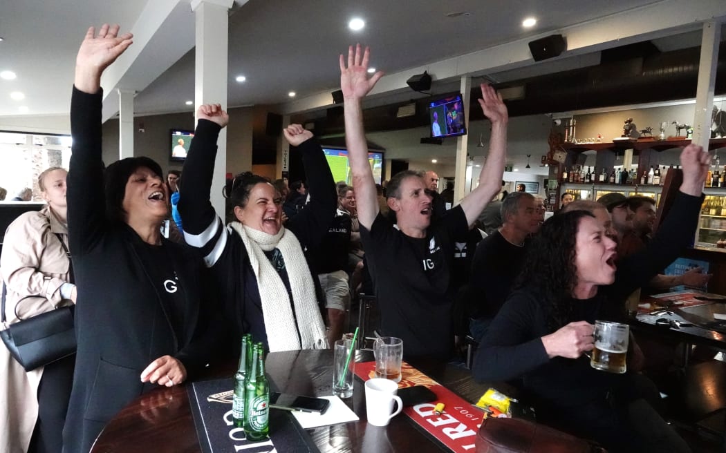 All Blacks fans at the Homestead Sports Bar in Kerikeri react to the only try of the final.