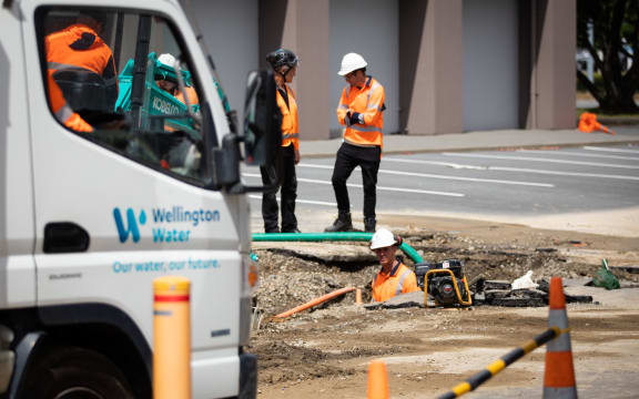 Wellington Water repair crew fix a burst pipe