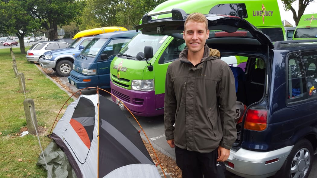 Michael Hanneken has been freedom camping in the designated area next to Addington Park in Christchurch.