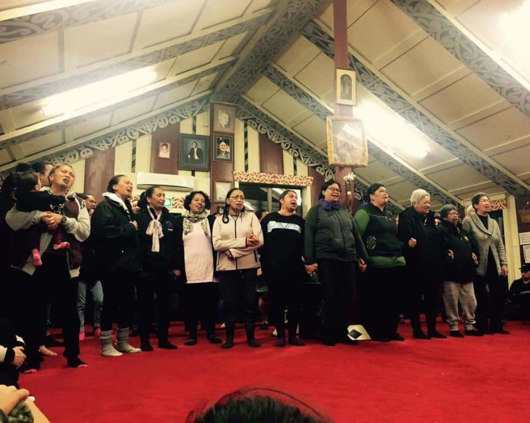 Nanaian Mahuta,fourth right, and her sister to her left, along with the 10 others who received the moko kauae on the weekend.