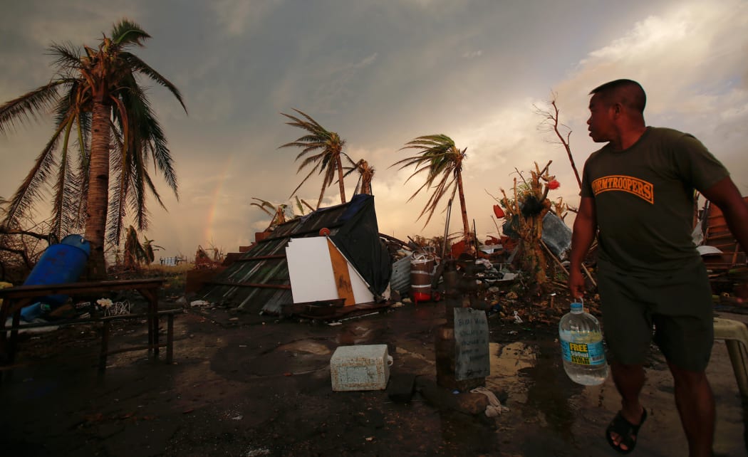The makeshift home of a family in Guiuan after Typhoon Haiyan struck in November last year.