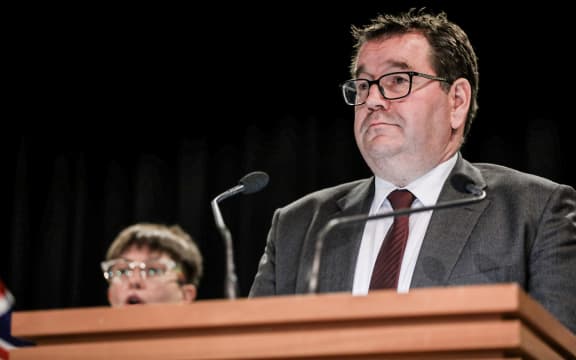 Finance Minister Grant Robertson at the announcement of the details for the gun buy-back scheme.
