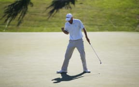 Australian golfer Jordan Zunic celebrates at the NZ Open.