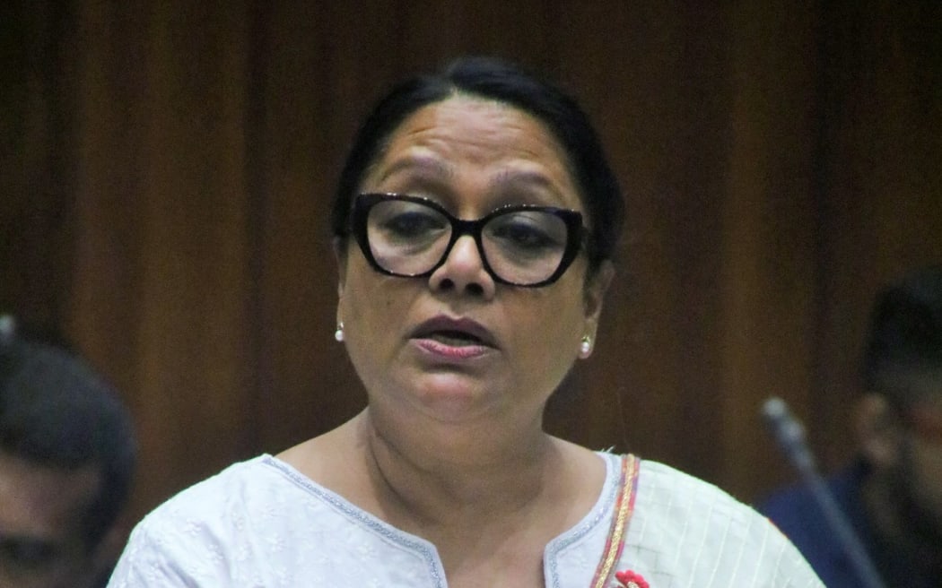 Fiji opposition MP Premila Kumar addresses parliament. February 2023