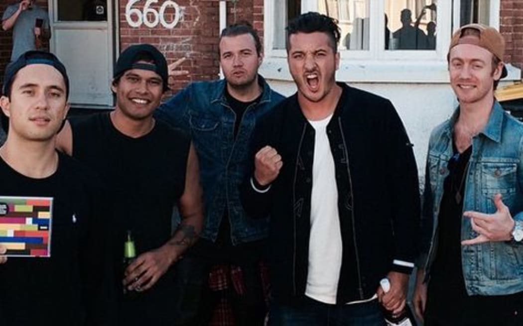 Six60 outside the Castle Street flat that inspired their name