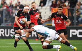 Crusaders player Mitchell Dunshea during Round 1 of the Super Rugby Pacific match against the Chiefs at Orangetheory Stadium, Christchurch.
