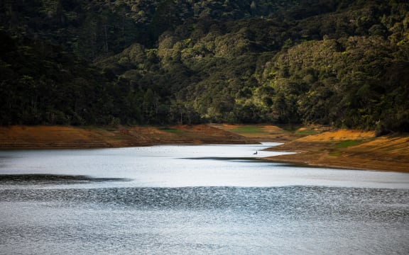 Aerials and stills of the Upper Mangatangi Dam at 44% of capacity