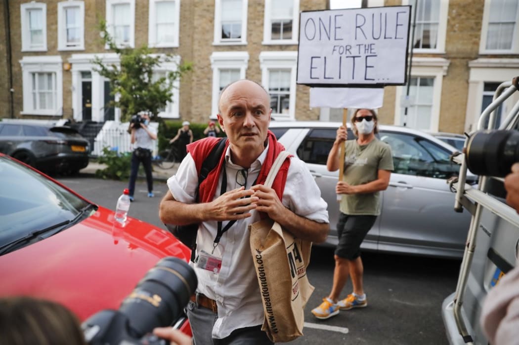 Number 10 special advisor Dominic Cummings arrives home in London on May 25, 2020, after giving a press conference answering allegations he and his family broke the rules when they travelled from London to Durham while the nation was under full-lockdown.