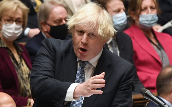 UK Prime Minister Boris Johnson at Prime Minister's Questions in the House of Commons, London, 8 December 2021.
