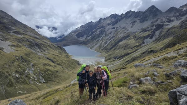 The Williams children on the Waiau Pass.