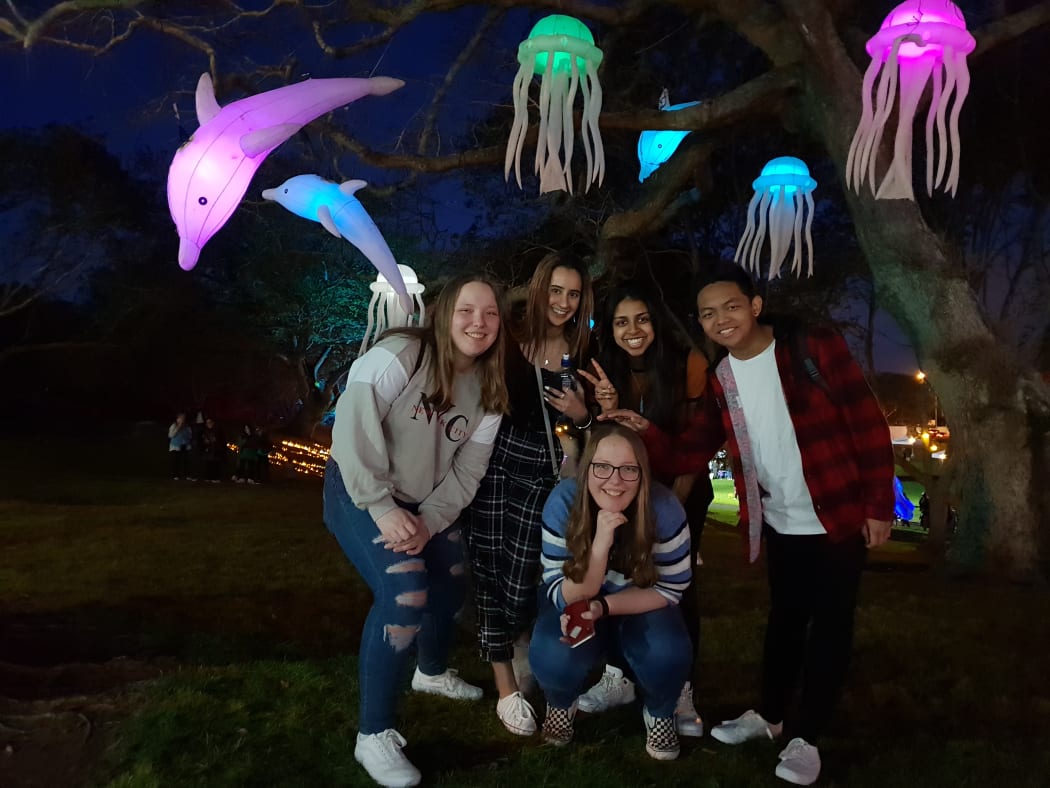 Arsh Garcha and friends at Auckland's moon festival.
