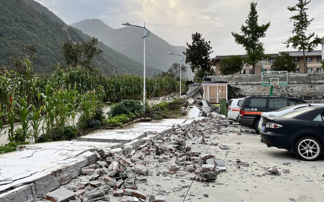 The aftermath of a 6.6-magnitude earthquake in Hailuogou in China's southwestern Sichuan province.