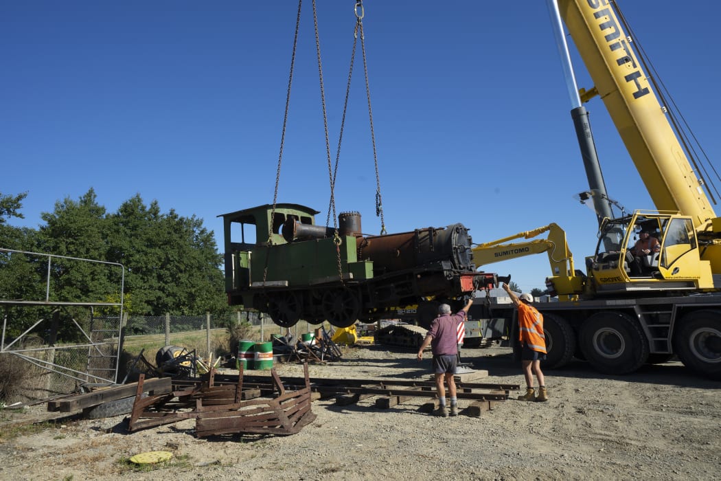 The 1880 D Class locomotive D6 is lowered into position at Bulleid Engineering in Winton on Saturday.