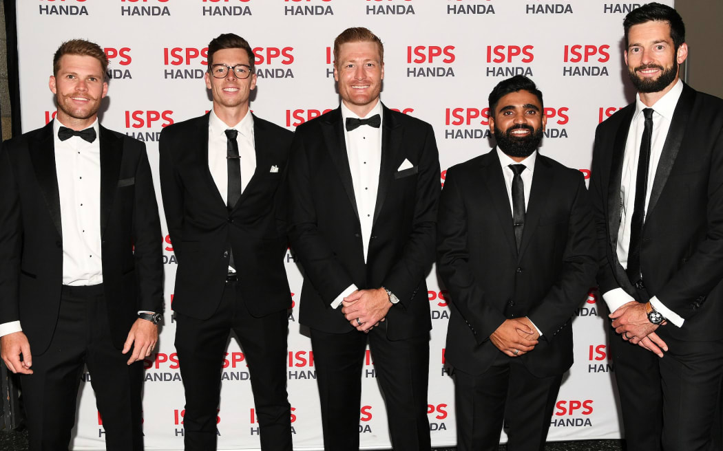 BlackCaps cricket players, Lockie Ferguson, Mitchell Santner, Martin Guptill, Ajaz Patel and Will Sommerville. 57th annual ISPS Handa Halberg Awards for sporting excellence  Spark Arena, Auckland, New Zealand. Thursday 13 February 2020