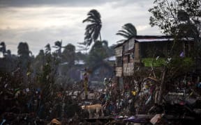 Houses destroyed by the passage of Hurricane Eta, in Bilwi, Puerto Cabezas, Nicaragua, on 15 November. Hurricane Iota was nearing the region as a category 5 storm.