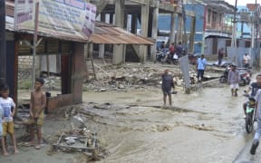 Indonesia, Papua province, Sentai, photos from 18 March 2019. On 16 March 2019, following extremely heavy rain that lasted seven hours, landslides and a flash flood struck the Indonesian province of Papua. Images show debris and damage as flood waters recede.
