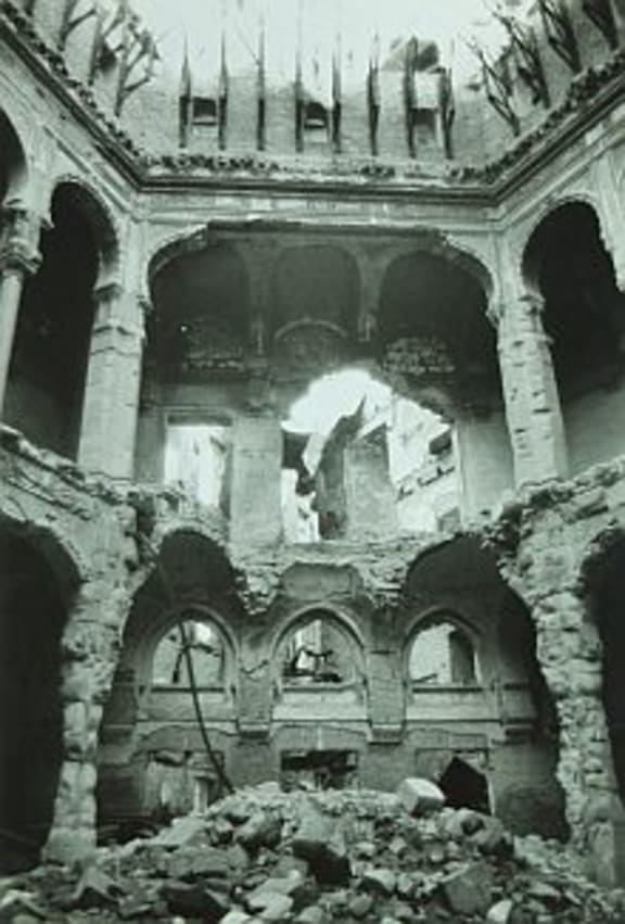 A ruined church south of the city of Mostar.