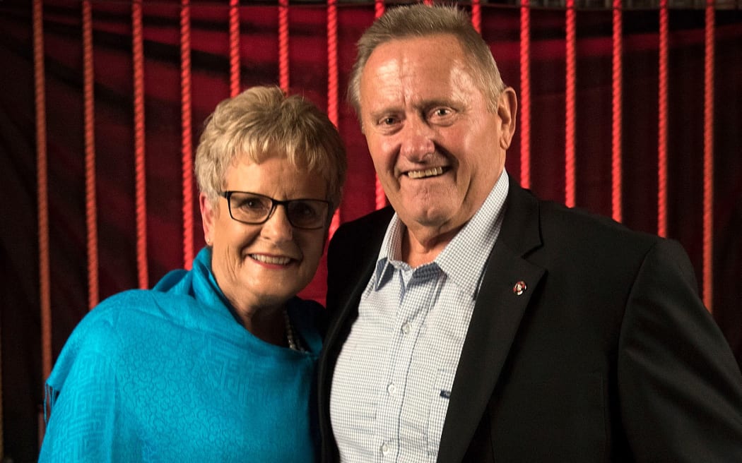 Steve McKean and his wife Rache when he was awarded a Lifetime Achievement Award at the NZ Sport and Recreation Awards in 2016.