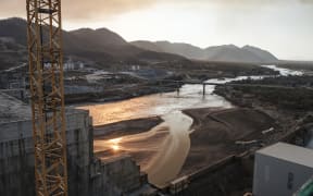 (FILES) In this file photo taken on December 26, 2019, a general view of the Blue Nile river as it passes through the Grand Ethiopian Renaissance Dam (GERD), near Guba in Ethiopia.