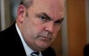 Steven Joyce  during a press conference regarding Novopay next steps.