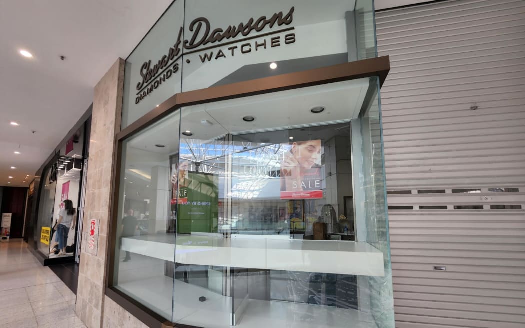 A group of up to eight people targeted Stewart Dawson's in the St Lukes mall on 21 September 2022, smashing glass cabinets and grabbing jewellery before fleeing.
