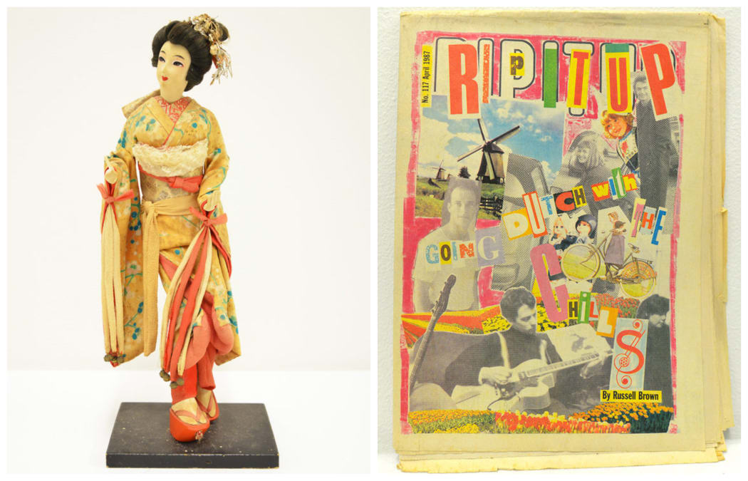 The doll that inspired The Chills song 'Satin Doll' & The Chills on the cover of Rip It Up magazine.