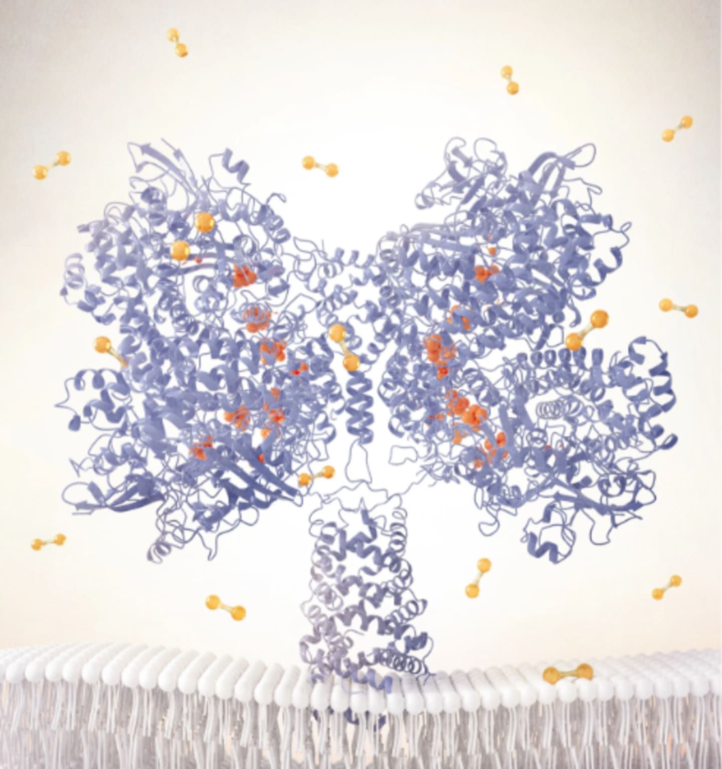 An artist shows the new enzyme, named Huc, using hydrogen from air.