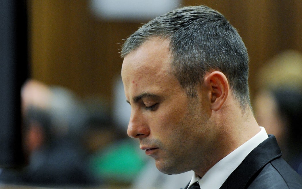 Oscar Pistorius sits in the dock during his murder trial.
