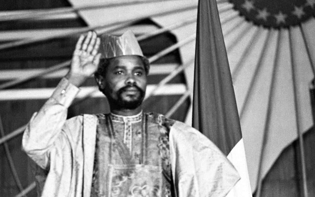 A picture taken on August 16, 1983 shows Chad's president Hissen Habre during a press conference in N'Djamena. A special court in Senegal was due to deliver its verdict on May 30, 2016 in the war crimes trial of former Chadian dictator Hissene Habre