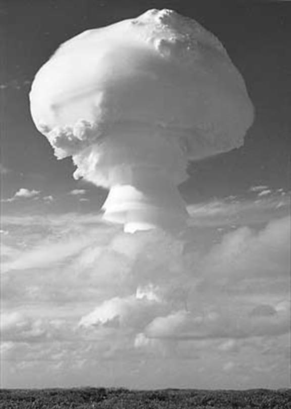 The mushroom cloud from the British Grapple-Y nuclear test on Christmas Island, April 28 1958.