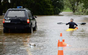 Flooding near Waimauku in the Auckland region.