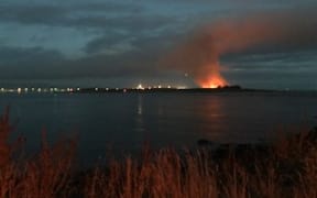 Smoke from a fire at Tiwai Point near the aluminium smelter.