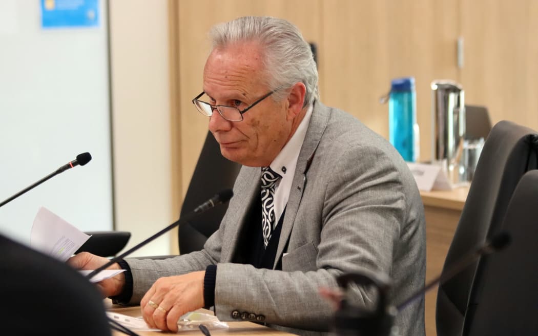 Pāpāmoa resident Ron Melville at the Tauranga City Council 2025/26 annual plan hearings on May 13 2025. Held at 90 Devonport. Photo / Alisha Evans