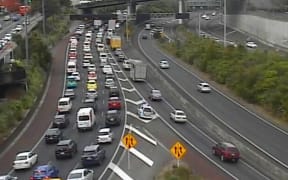 Traffic is backed up heavily in the central motorway system.