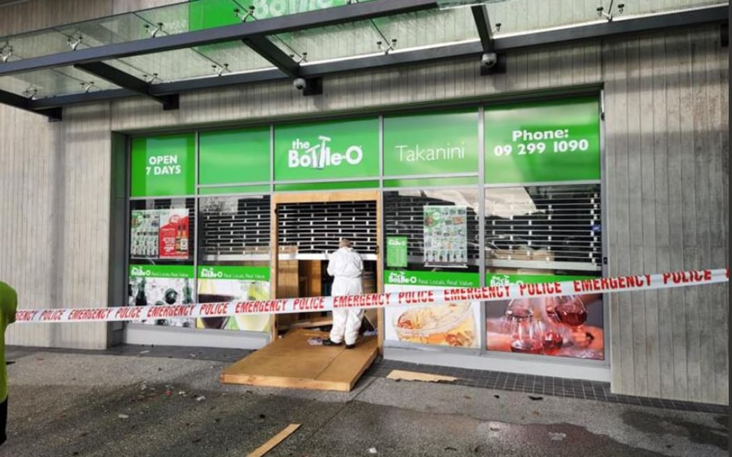 The Bottle-O in Walters Road, Takanini, was rammed by a car on Tuesday 17 May.