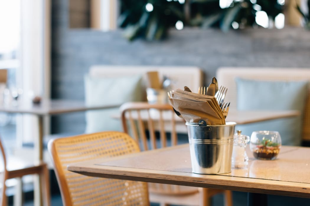 Restaurant table with place settings