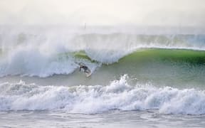 Big surf at 'Pipe' break, on Gisborne's Midway Beach.