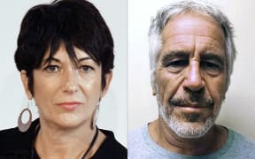 Ghislaine Maxwell (L) during an event on September 20, 2013 in New York City and an undated handout photo obtained on July 11, 2019 courtesy of the New York State Sex Offender Registry of Jeffrey Epstein (R).