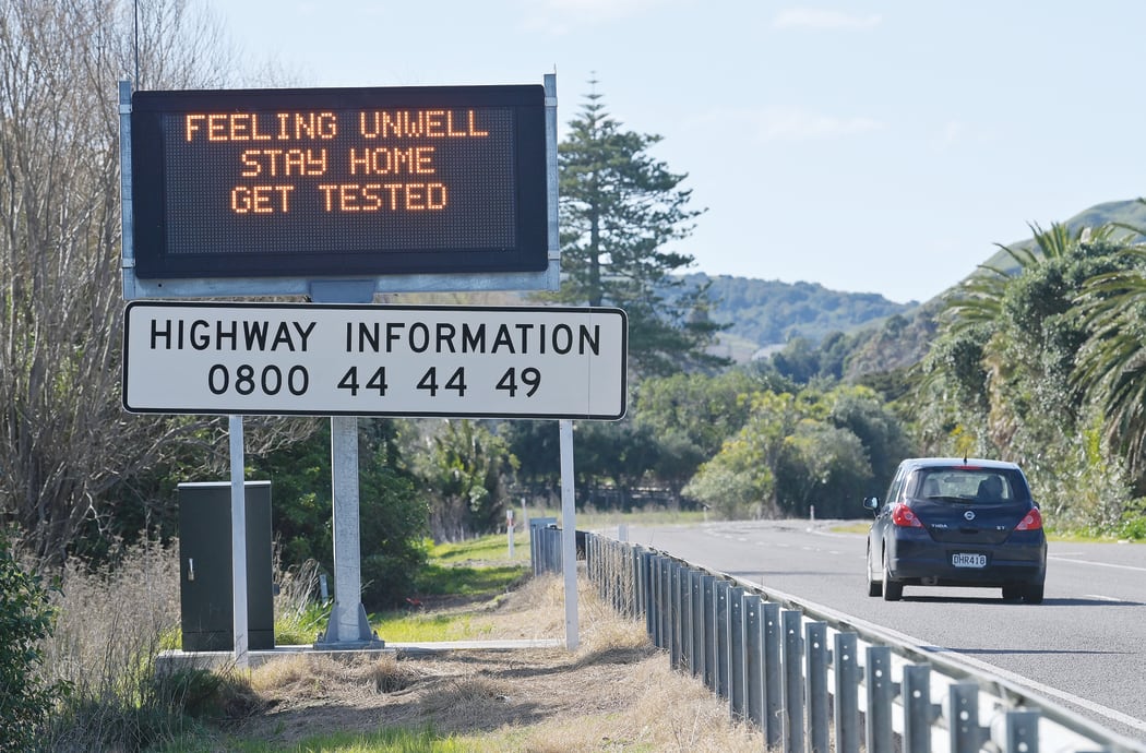The message on State Highway 35 driving north on the coast from Wainui, Gisborne.