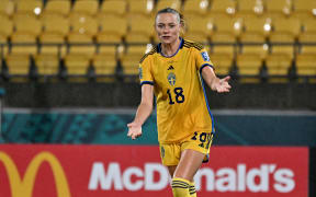 Fridolina Rolfö of Sweden celebrates after scoring a goal during the FIFA Women’s World Cup Group G - Sweden v South Africa at Wellington Regional Stadium, Wellington New Zealand on Sunday 23 July 2023.
Copyright photo: Masanori Udagawa /  www.photosport.nz