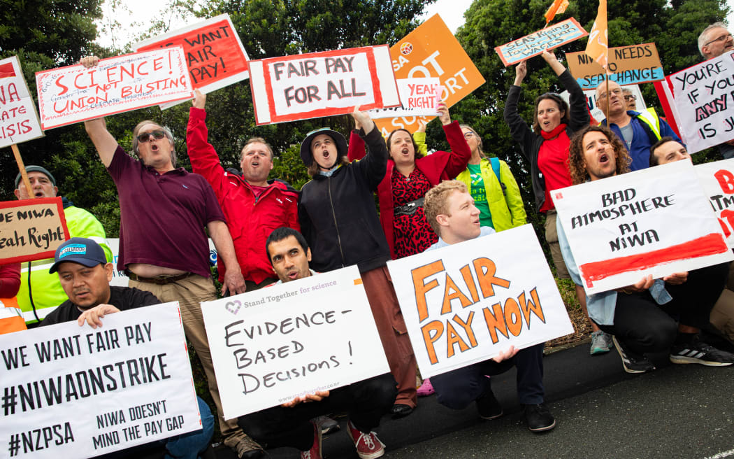 NIWA workers protesting what they call union-busting