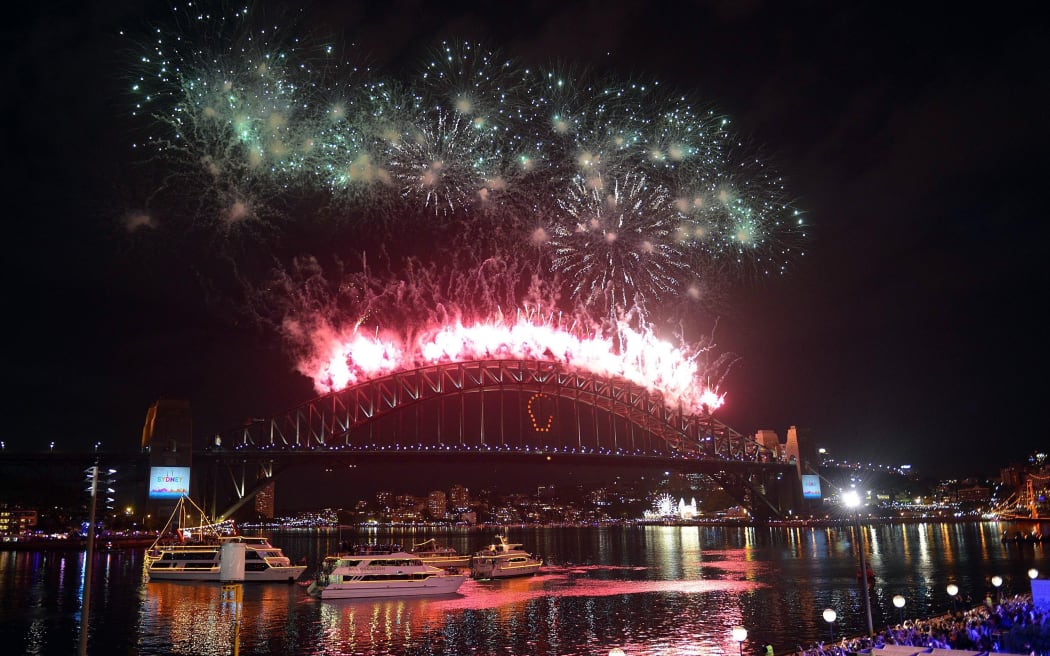 Fireworks on the Sydney Harbour Bridge.