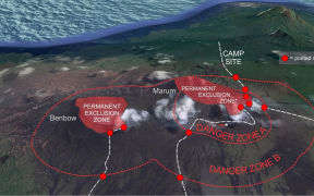 The danger zones around the Ambrym Volcano on the 30th of August 2017.